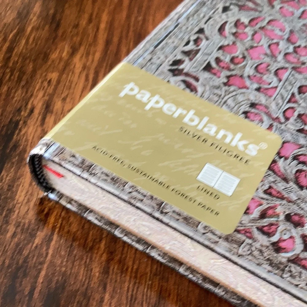 NEW paperblanks Silver Filigree and Pink Acid-Free Sustainable Lined Notebook